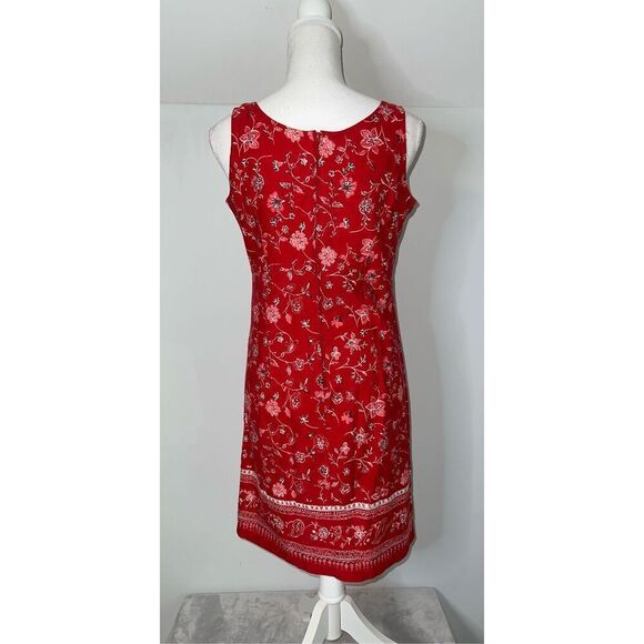 Women’s Floral Sheath Red Handkerchief Midi Dress 6 - Picture 5 of 8